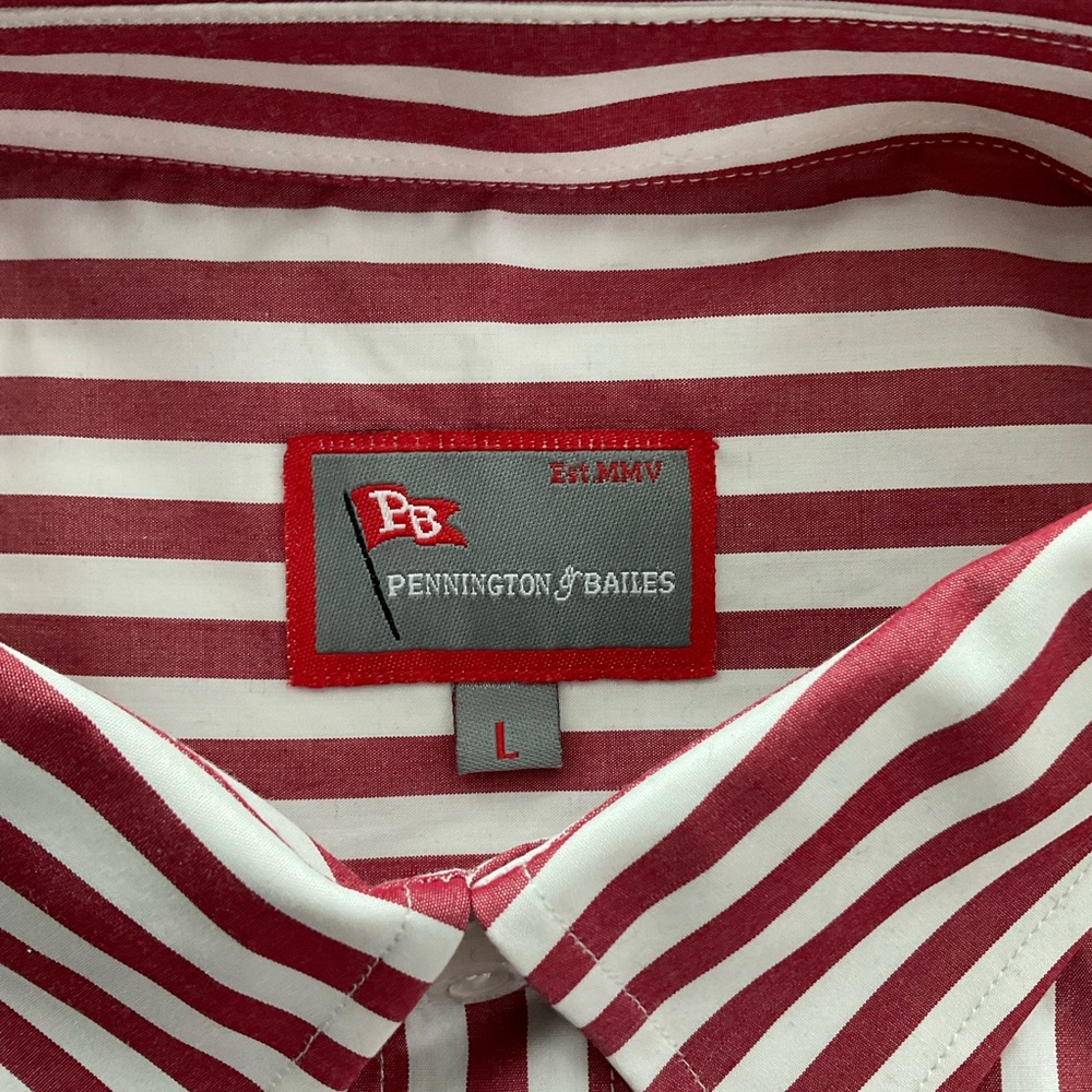 NWT Harvard Pennington & Bailes Button Down Shirt Men’s LARGE Red White Striped - Picture 7 of 10